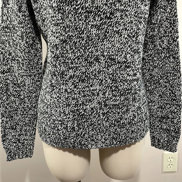 Chaps Sweater Asymmetrical Foldover Collar Turtleneck Black and White M - Picture 8 of 16